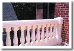 Cambridge Baluster System - 36" Residential straight application - Tall Profile top and bottom railings - 12" Peaked Newel Posts [shown 1/2 Newel Post]